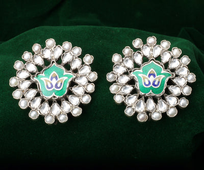 Silver Zara Enamel Handmade Earrings
