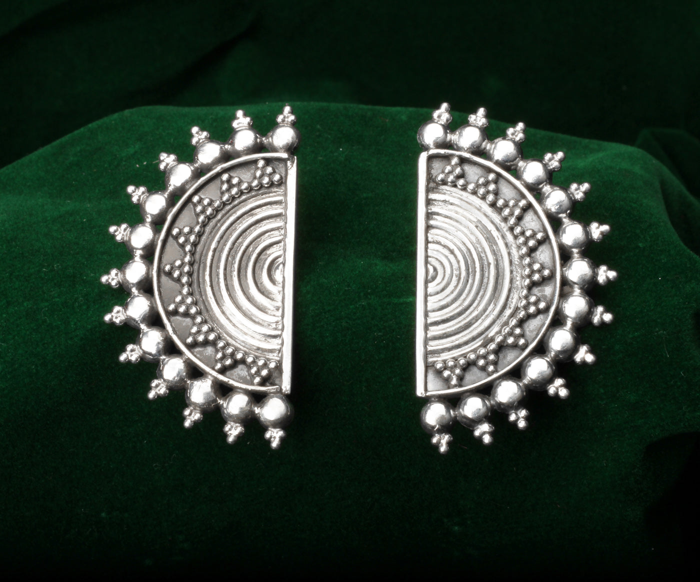 Silver Semicircle Juliana Handcrafted Earrings