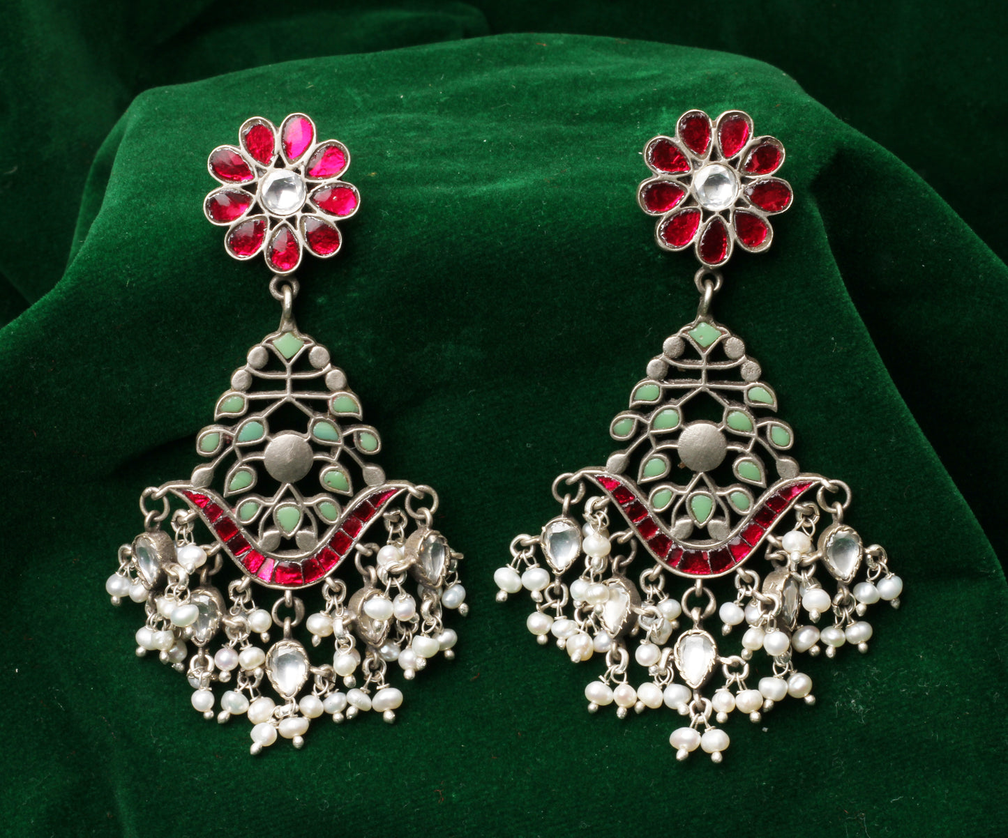 Silver Elena Kundan Earrings