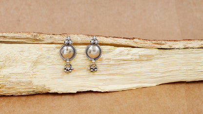 Women Silver Push Back Silver Earrings