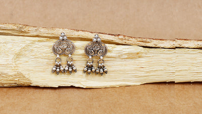 Oxidized Silver Earring with Hanging Ghunghroo