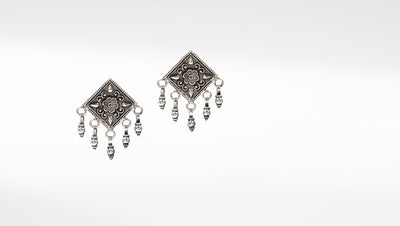 Oxidized Silver Stud with Hanging Ghunghroo