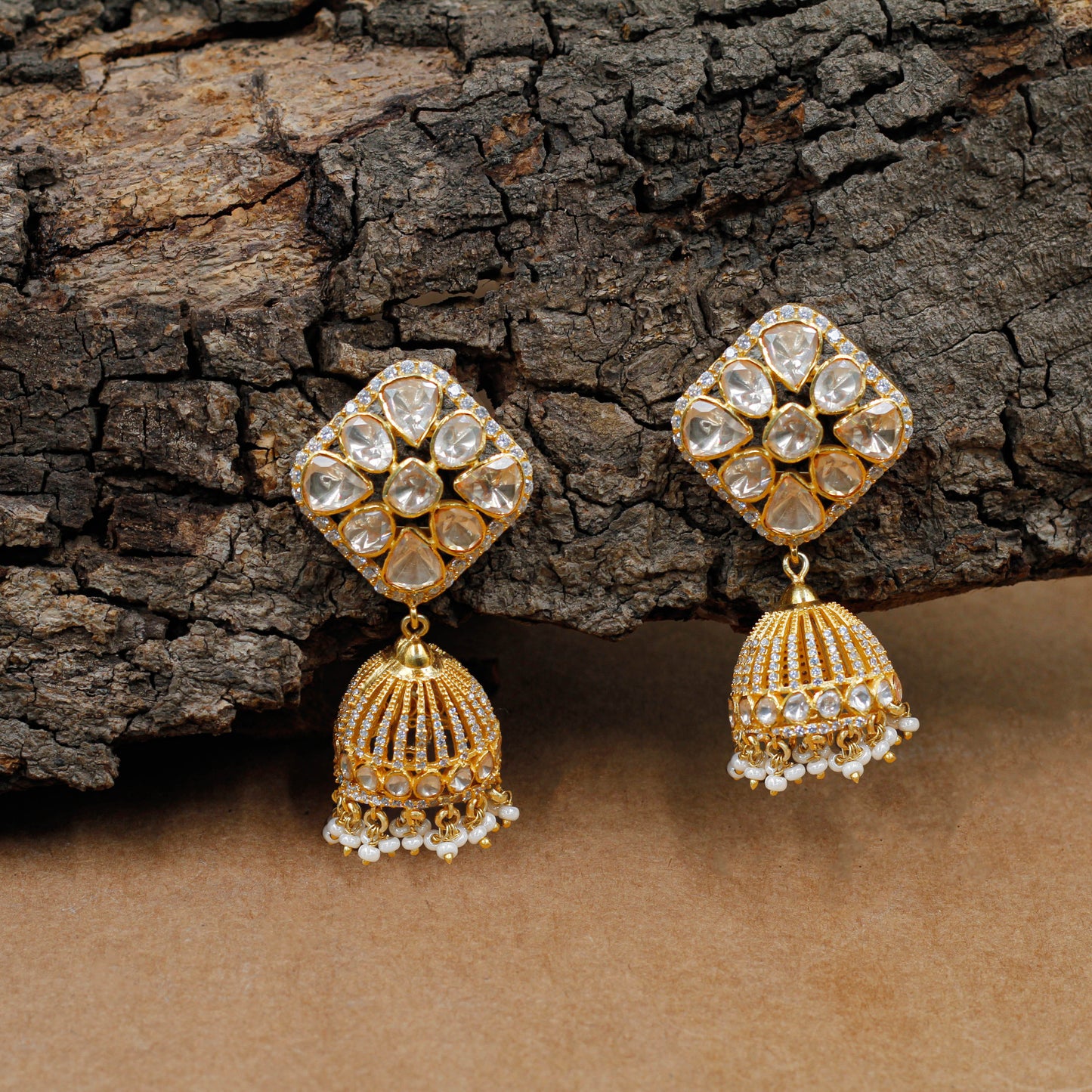 Sangeeta Boochra Silver Moissanite Earrings