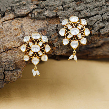 Sangeeta Boochra Silver Moissanite Earrings