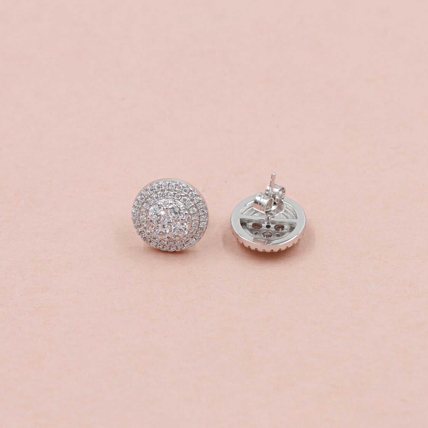 Twilight Shimmer Silver CZ Stud Earrings