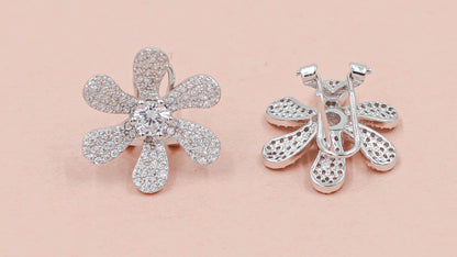 Enchanted Garden Silver CZ Floral Earrings