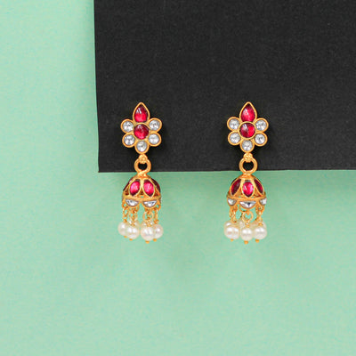 Silver Jhumki Earrings with Gold Polish
