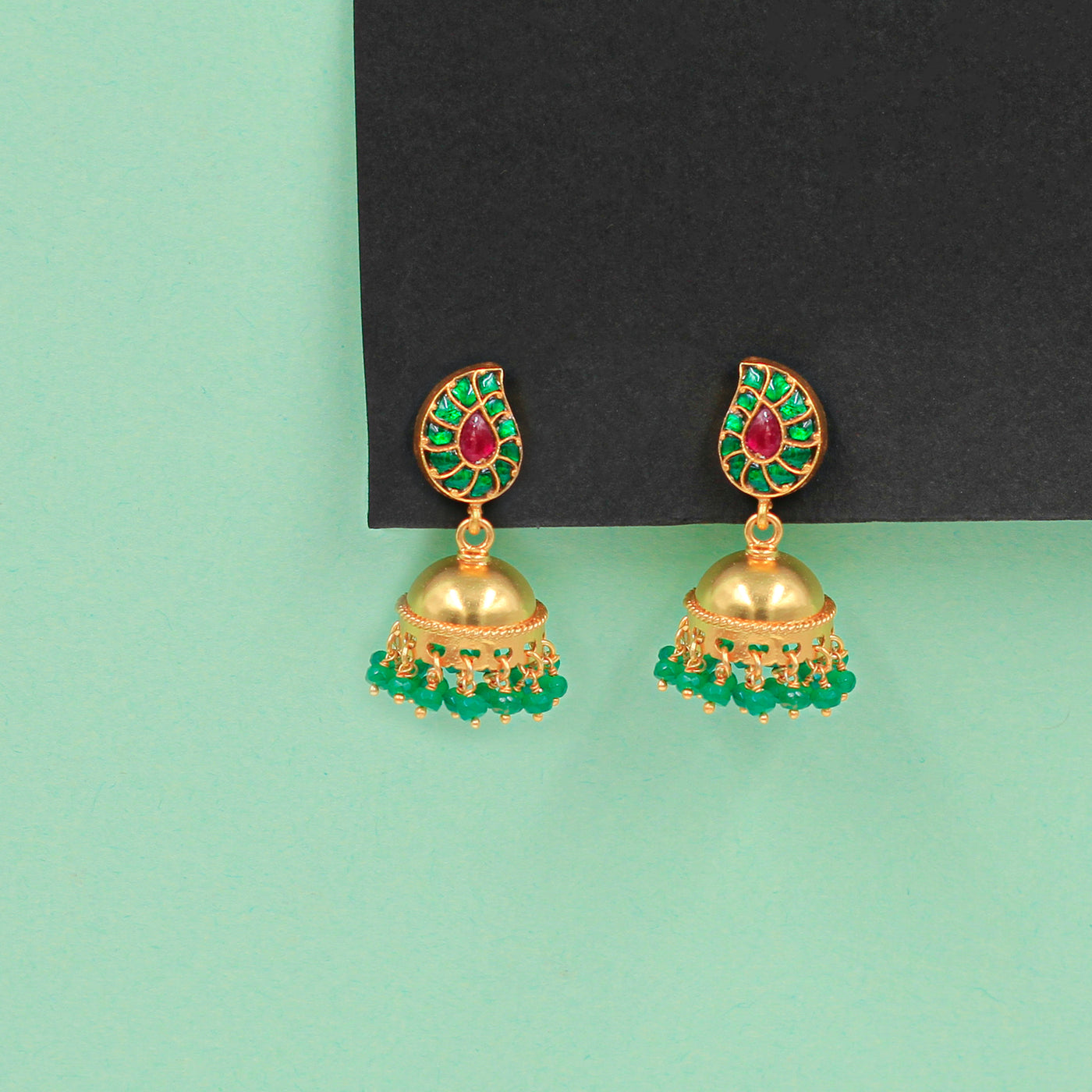 Silver Jhumki Earrings with Gold Accentuation