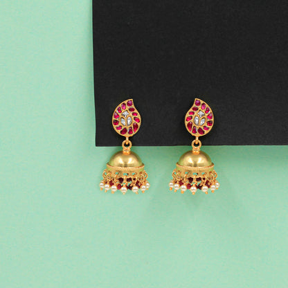 Silver Jhumki Enriched with Polished Gold