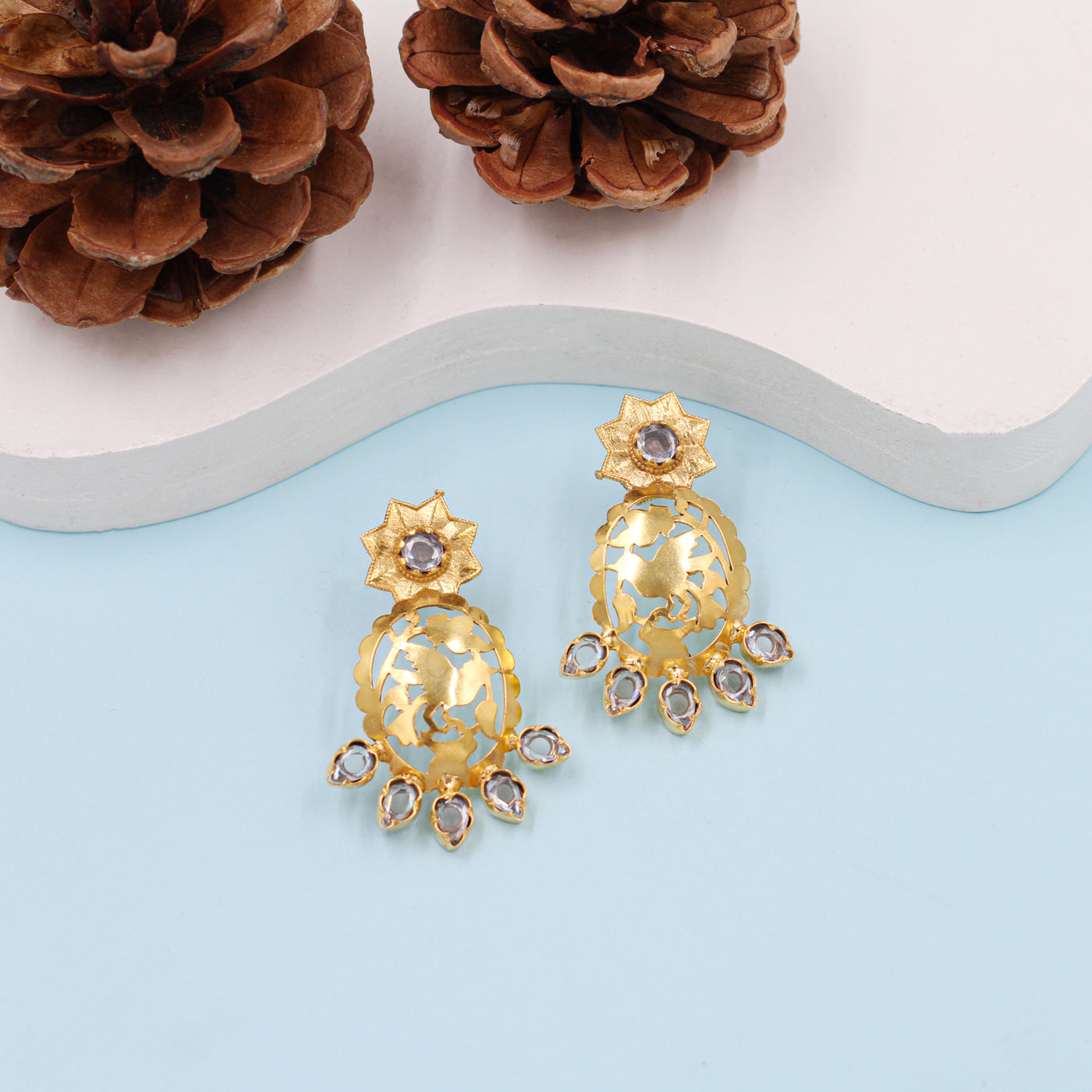 Handmade Silver Earrings Embellished with Gold Plating