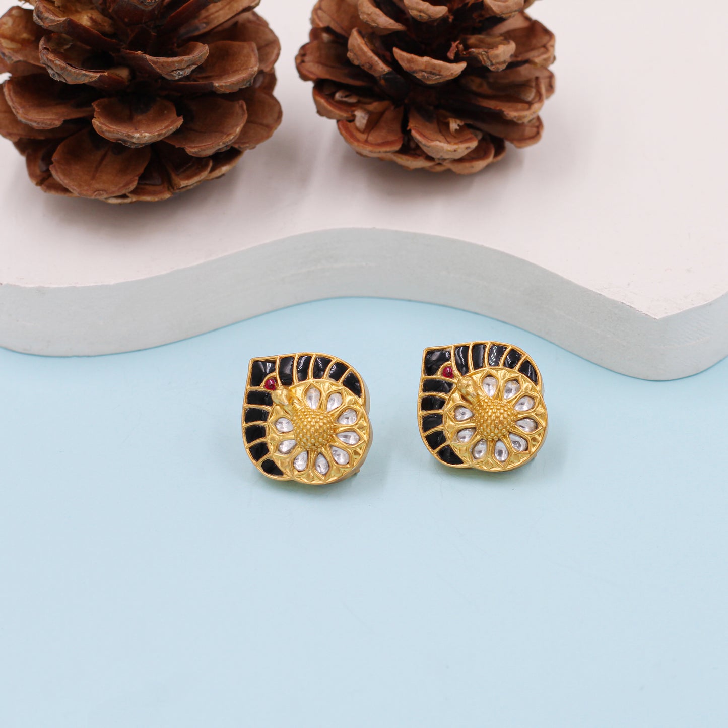 Handcrafted 24K Gold-Plated Silver Earrings Studded with Kundan Setting