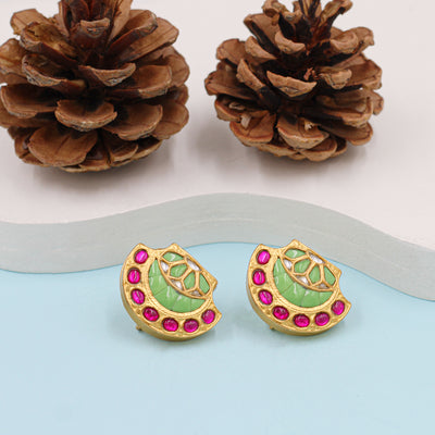 Designer Silver Earrings with Kundan Setting and Gold Plating