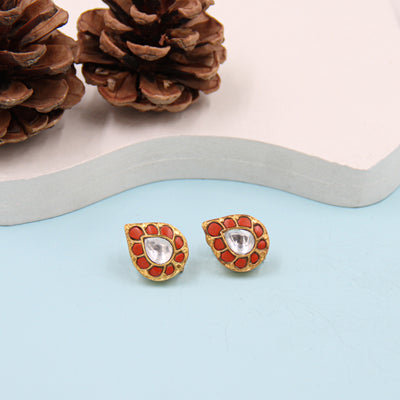 Silver Sana Earrings adorned with Kundan Setting and 24K Gold Plating