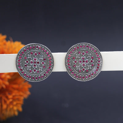 Diya Silver Earrings with Antique Design