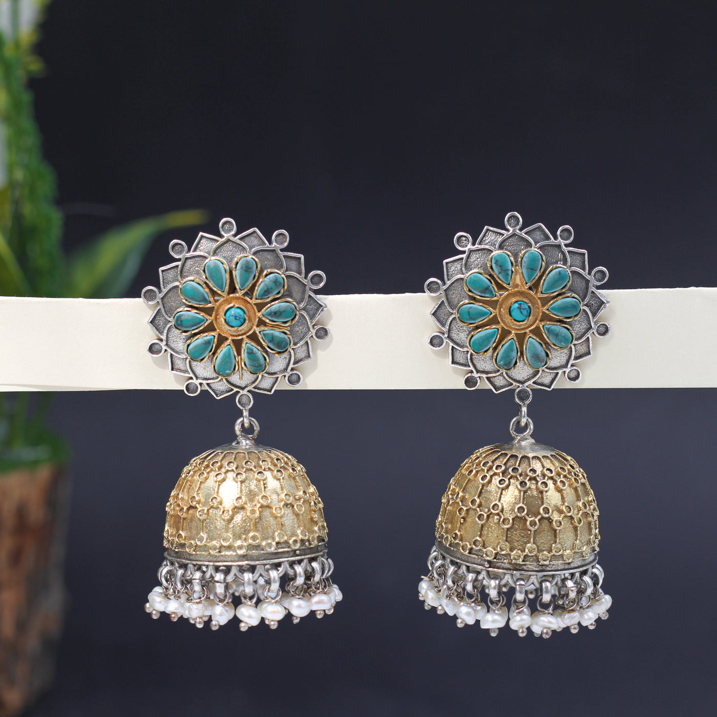 Silver Ainsley Studded with Turquoise Earring