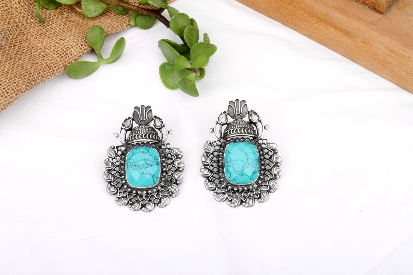 Silver Shiza Turquoise Earrings