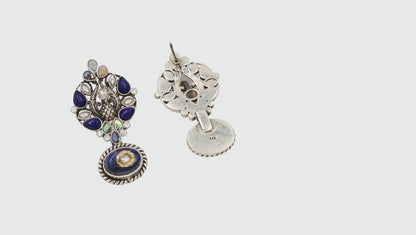 Regal Charm: Sangeeta Boochra Silver Lapis-Studded Earrings