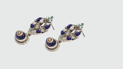 Regal Charm: Sangeeta Boochra Silver Lapis-Studded Earrings