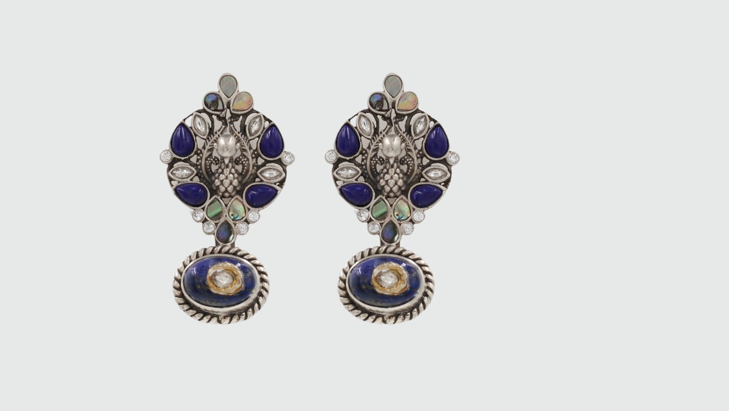 Regal Charm: Sangeeta Boochra Silver Lapis-Studded Earrings