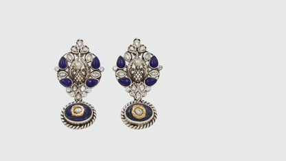 Lapis Elegance: Sangeeta Boochra Silver Studded Earrings