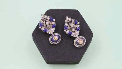 Lapis Elegance: Sangeeta Boochra Silver Studded Earrings