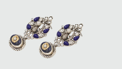 Lapis Elegance: Sangeeta Boochra Silver Studded Earrings