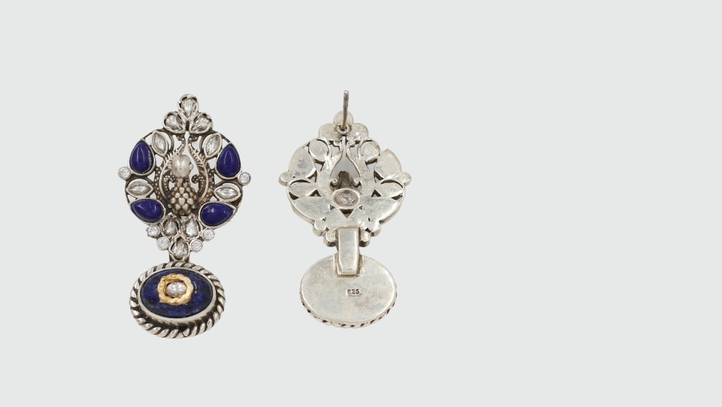 Lapis Elegance: Sangeeta Boochra Silver Studded Earrings