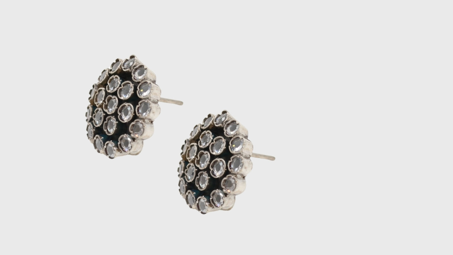 Sculpted Circles: Sangeeta Boochra Silver Round Earrings