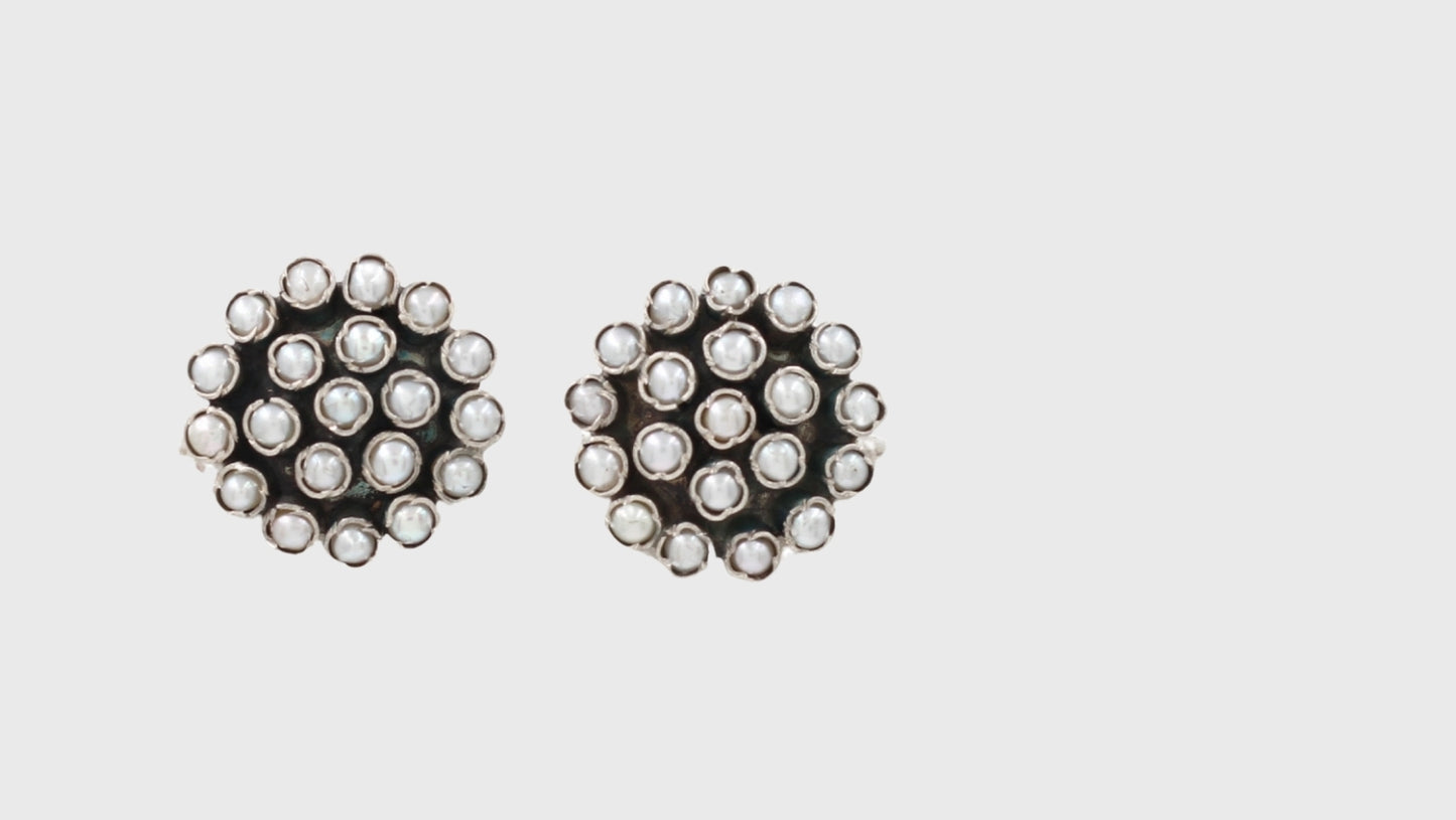 Sophisticated Circles: Sangeeta Boochra Silver Round Earrings