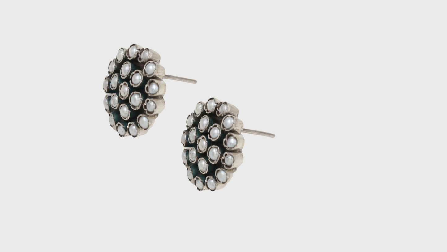 Sophisticated Circles: Sangeeta Boochra Silver Round Earrings