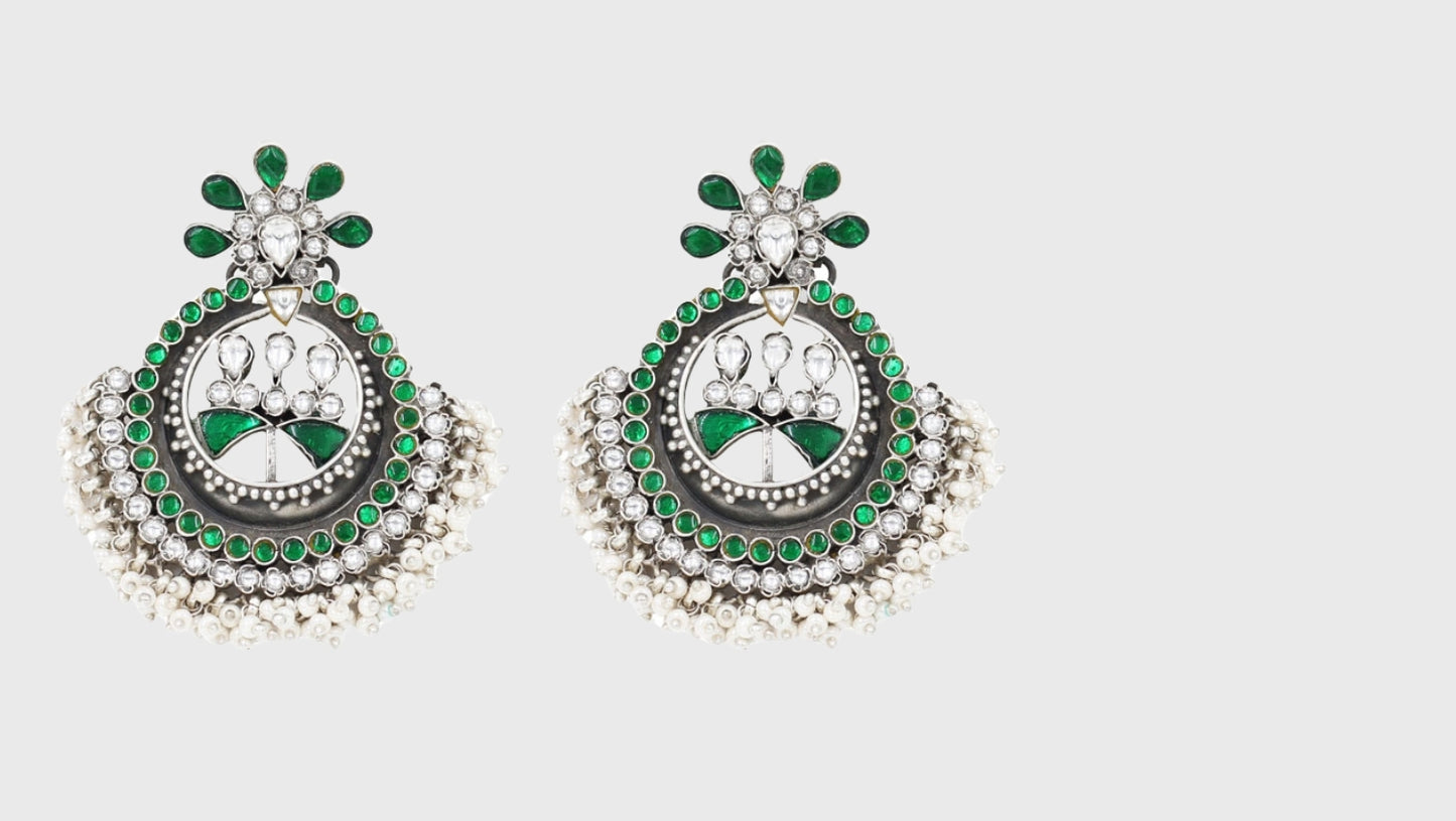 Kundan Majesty: Sangeeta Boochra's Silver Handcrafted Earrings