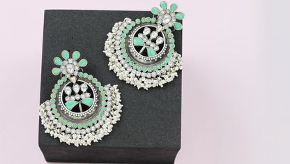 Kundan Elegance: Handcrafted Silver Earrings by Sangeeta Boochra