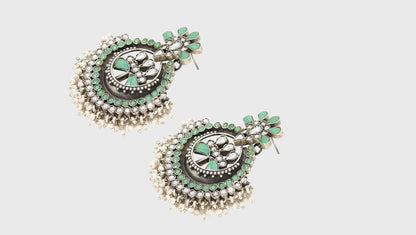 Kundan Elegance: Handcrafted Silver Earrings by Sangeeta Boochra