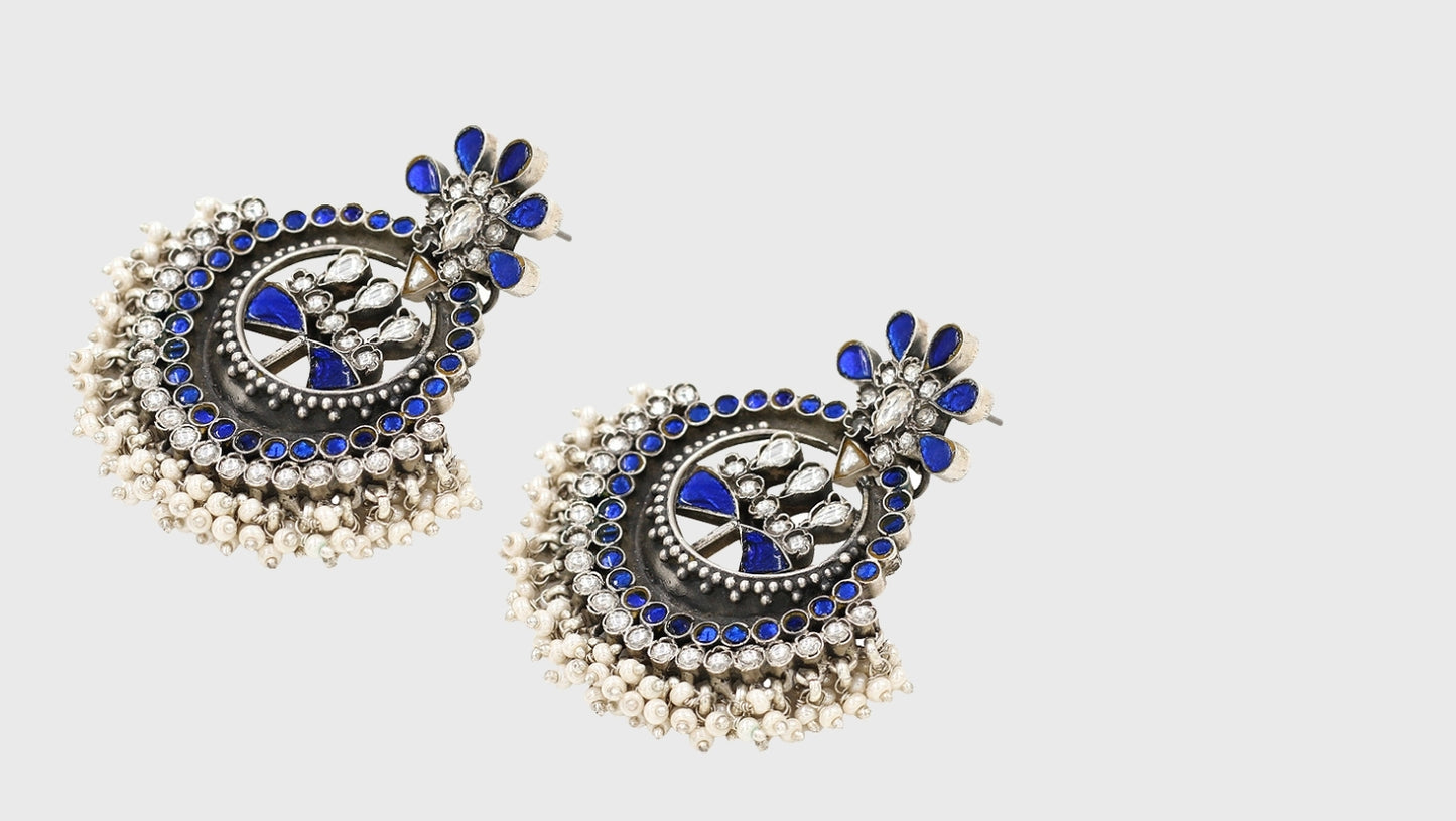 Timeless Splendor: Sangeeta Boochra Kundan-Studded Silver Earrings