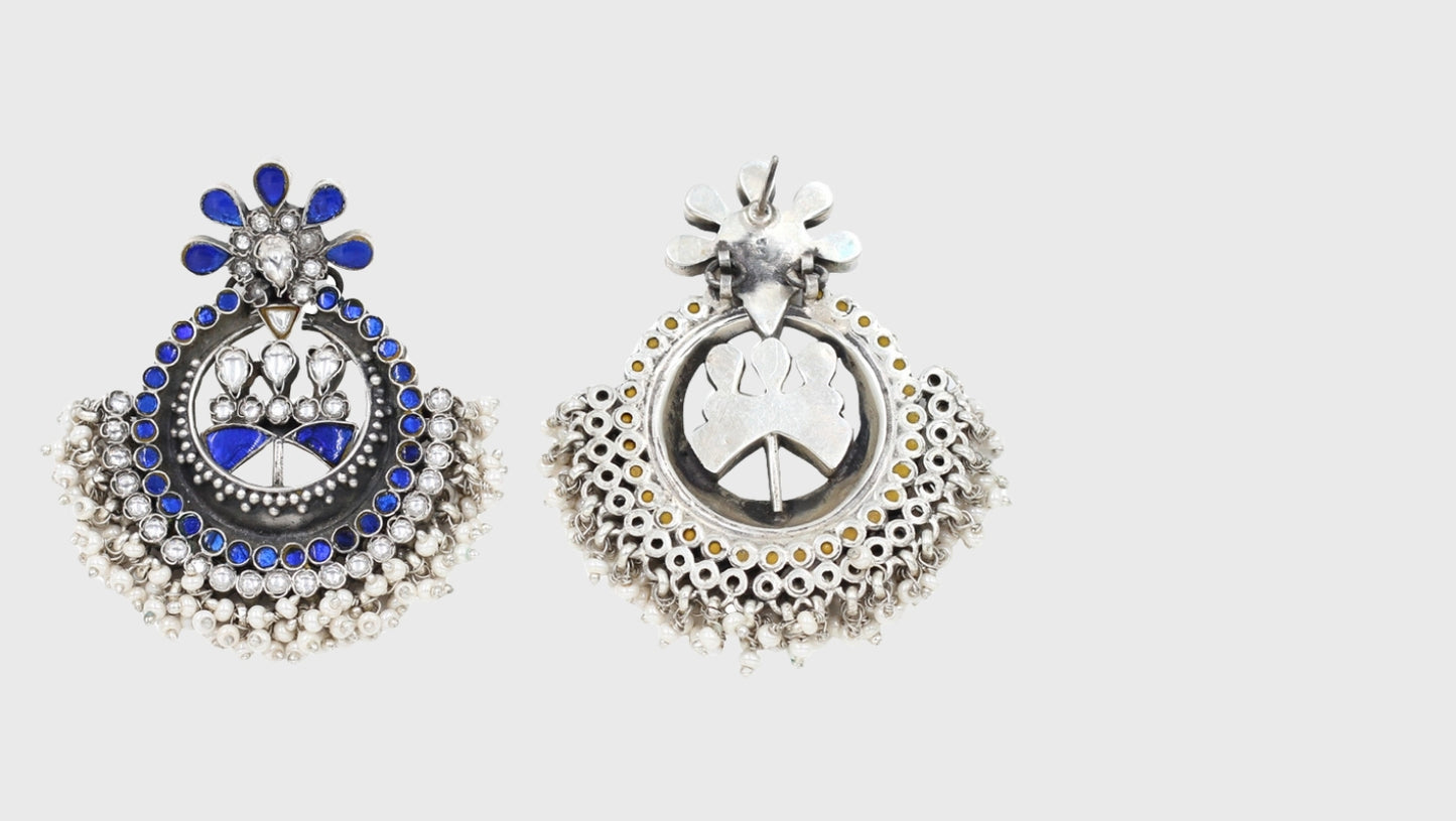 Timeless Splendor: Sangeeta Boochra Kundan-Studded Silver Earrings