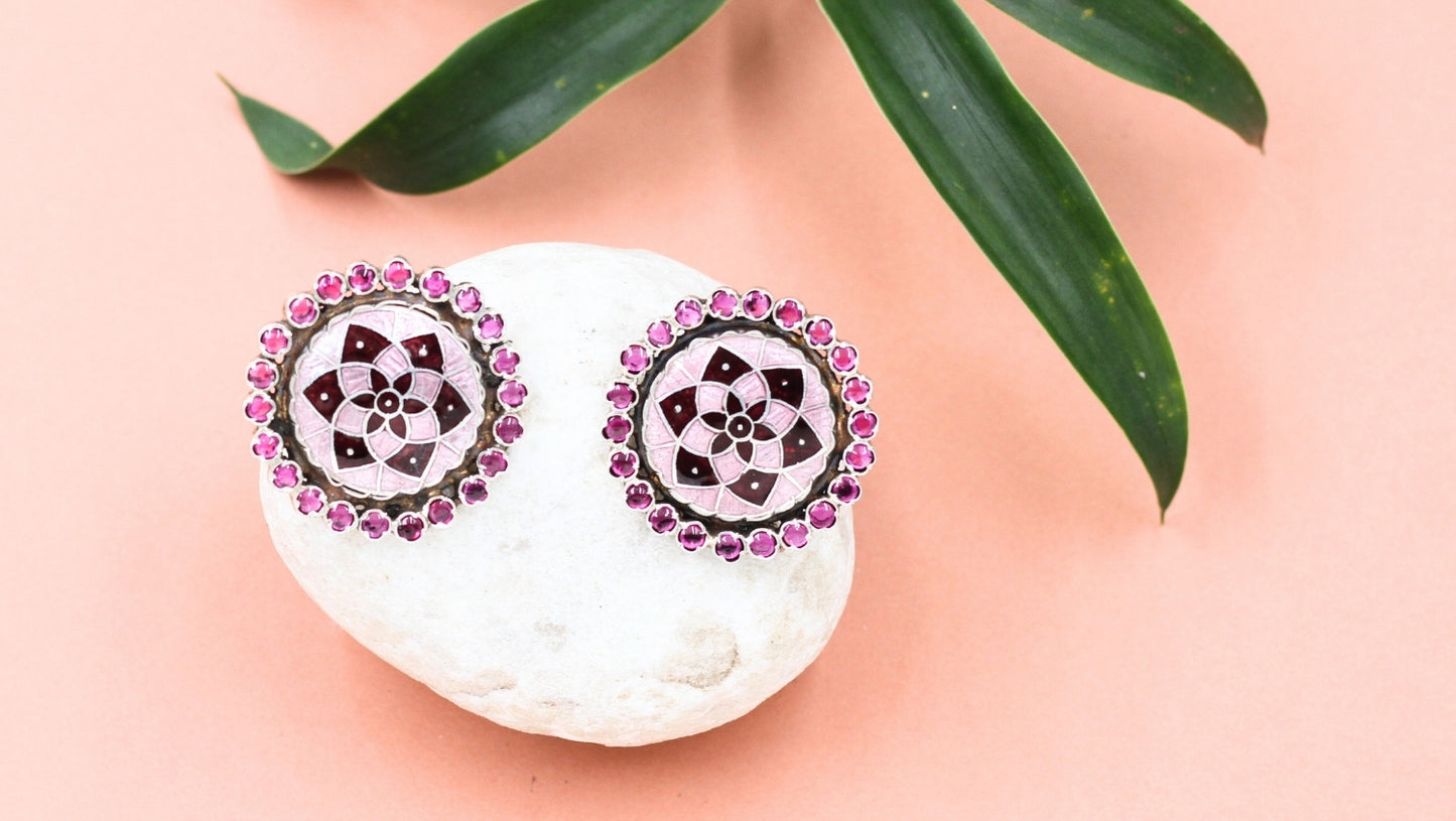 Classic Charm Silver Handcrafted Stud Earrings with Grace by Sangeeta Boochra