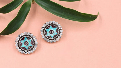 Sangeeta Boochra's Artisan Multicolor Silver Stud Earrings