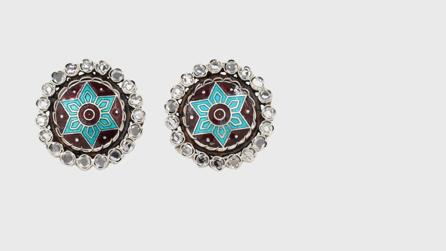 Sangeeta Boochra's Artisan Multicolor Silver Stud Earrings