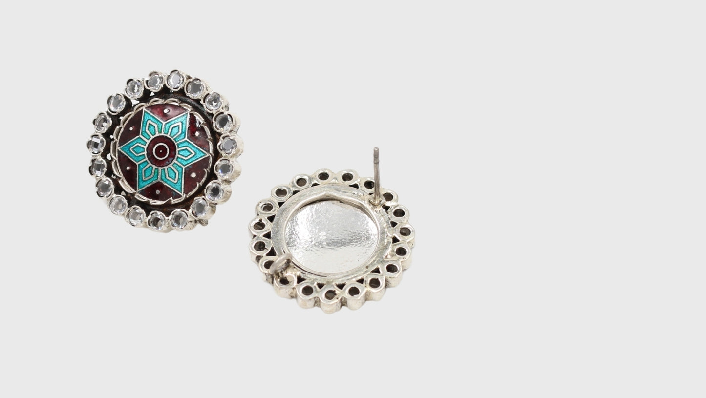 Sangeeta Boochra's Artisan Multicolor Silver Stud Earrings