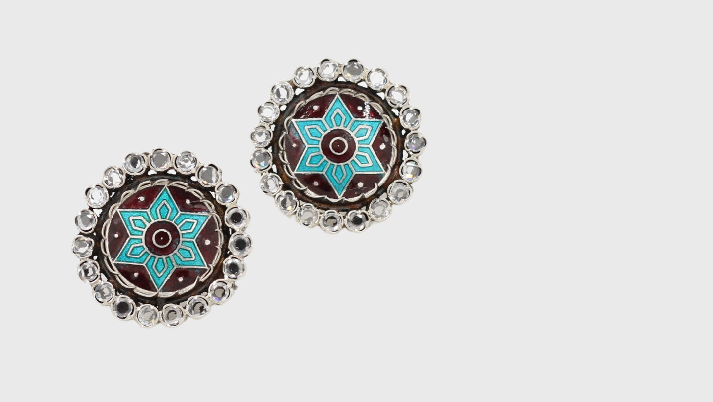 Sangeeta Boochra's Artisan Multicolor Silver Stud Earrings