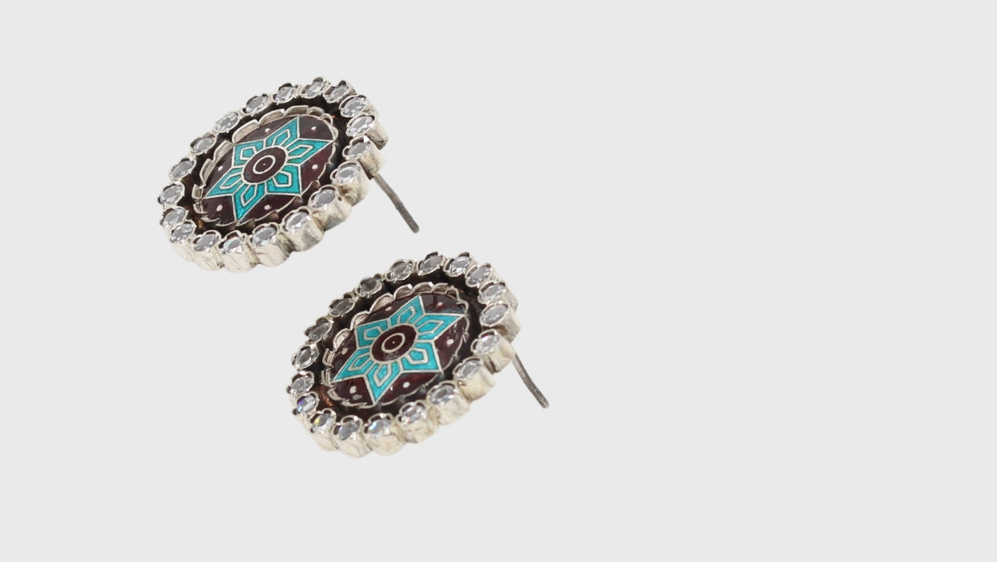 Sangeeta Boochra's Artisan Multicolor Silver Stud Earrings