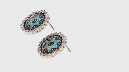 Sangeeta Boochra's Artisan Multicolor Silver Stud Earrings