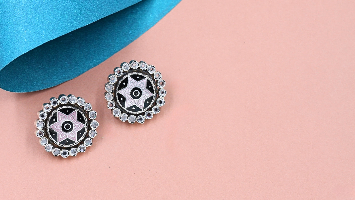 Exquisite Silver Artisan Beautiful Stud Earrings