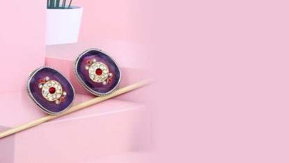 Radiant Charm: Sangeeta Boochra Handcrafted Silver Earrings