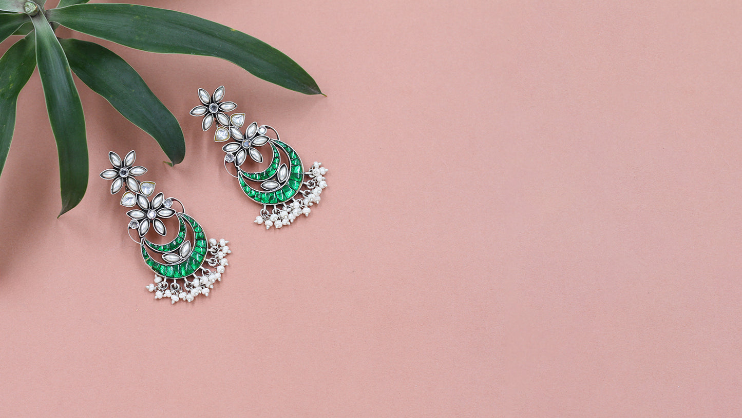 Kundan Studded Hanging Earrings by Sangeeta Boochra