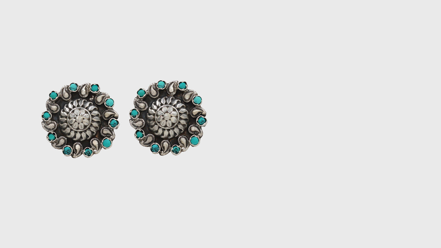 "Delicate Charm: Sangeeta Boochra Silver Handcrafted Studs "