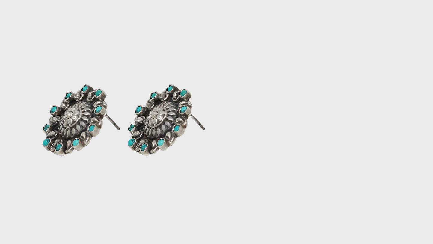 "Delicate Charm: Sangeeta Boochra Silver Handcrafted Studs "