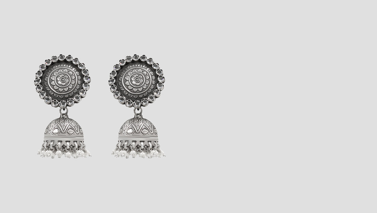 Classic Lotus Motif Jhumkas by Sangeeta Boochra