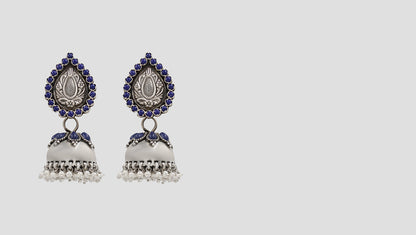 “Blue Blossom Heritage Jhumkas – Sangeeta Boochra Signature”