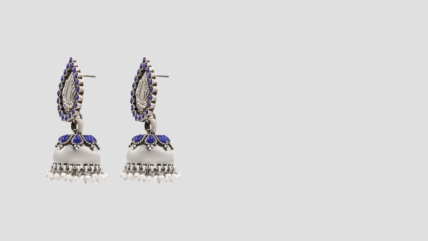 “Blue Blossom Heritage Jhumkas – Sangeeta Boochra Signature”